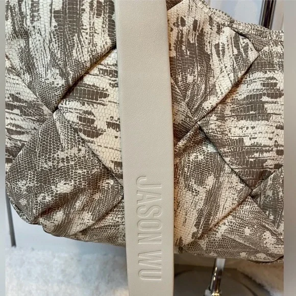 Jason Wu Dylan Woven Ivory Lizard Print camo Shoulder Bag Purse Handbag NWT $138 - Picture 6 of 13